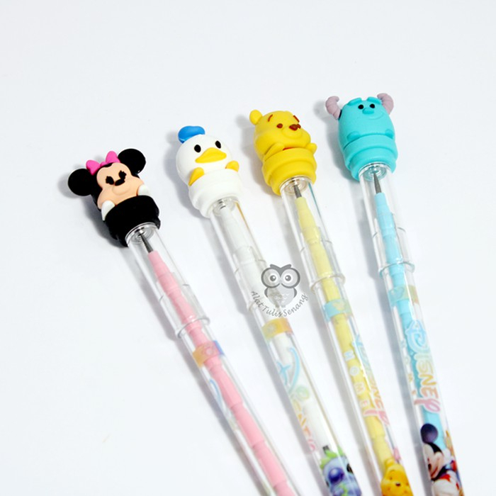 Pensil Tulis Anak Tsum Tsum Pensil Susun Karakter Murah BISA ISI ULANG Pencil Tulis Sekolah anak Lucu