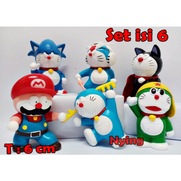 

Dijual Figure Doraemon Cosplay Sonic Mario Bross - Cake Topper set 6 Limited