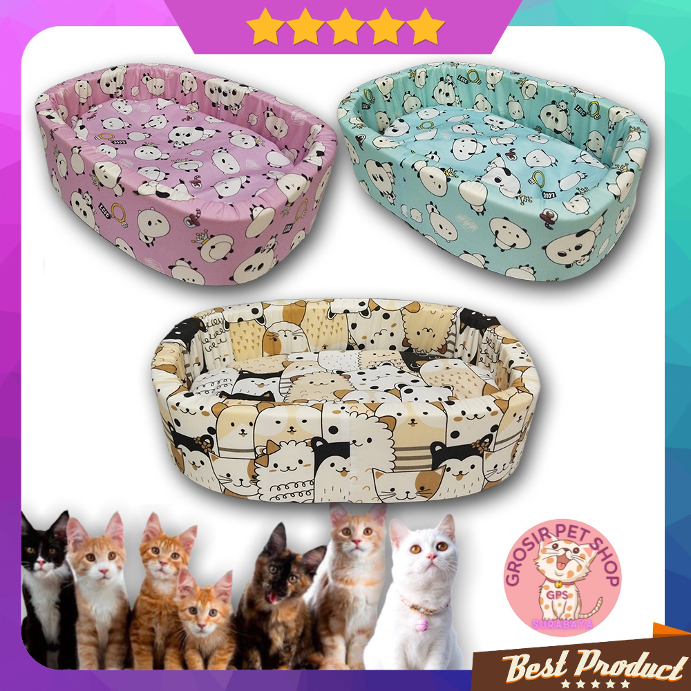 Tempat Tidur Kasur Bantal Kucing Anjing Ukuran Besar Aneka Motif / Alas Tidur Hewan Peliharaan