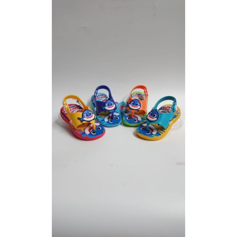 Sandal anak japi tali belakang laki perempuan karakter ikan paus 18-23