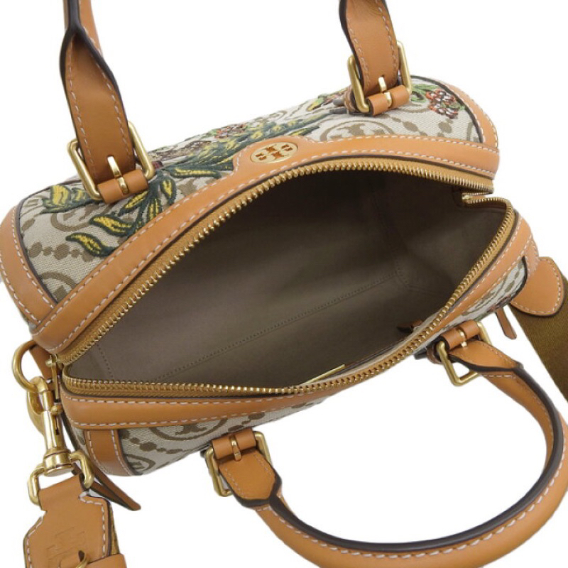 Tory Burch T Monogram Jacquard Barrel Shoulder Bag TB 83975