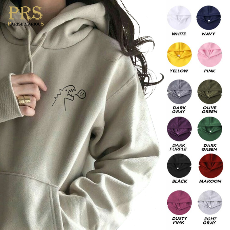 Parisdivarious Sweater Hoodie Jemper Logo Dino Bahan Fleece Size S - XXL (Pria &amp; Wanita)