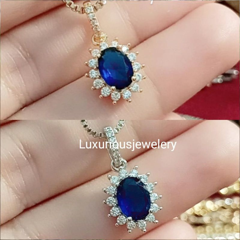 Kalung Blue Sapphire Replika Berlian Eropa