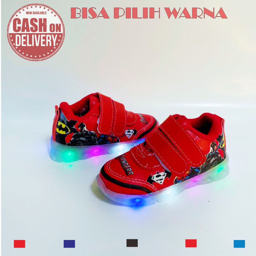 SEPATU ANAK  avennger LED PREMIUM IMPORT BEST SELLER / SEPATU SEKOLAH / SEPATU NYALA / SEPATU MENYALA ANAK