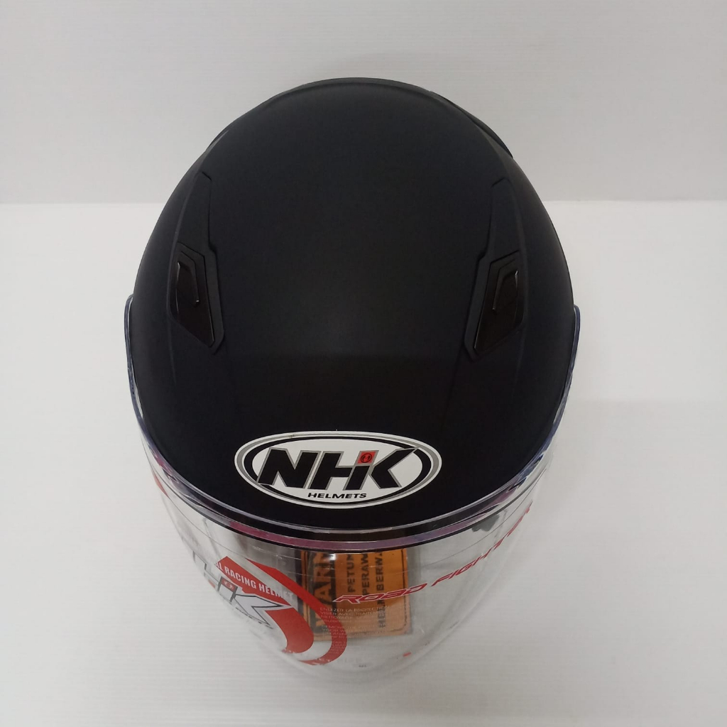 NHK HELM R1 ELITE SOLID BLACK DOFF SINGLE VISOR HALF FACE NHK ELITE