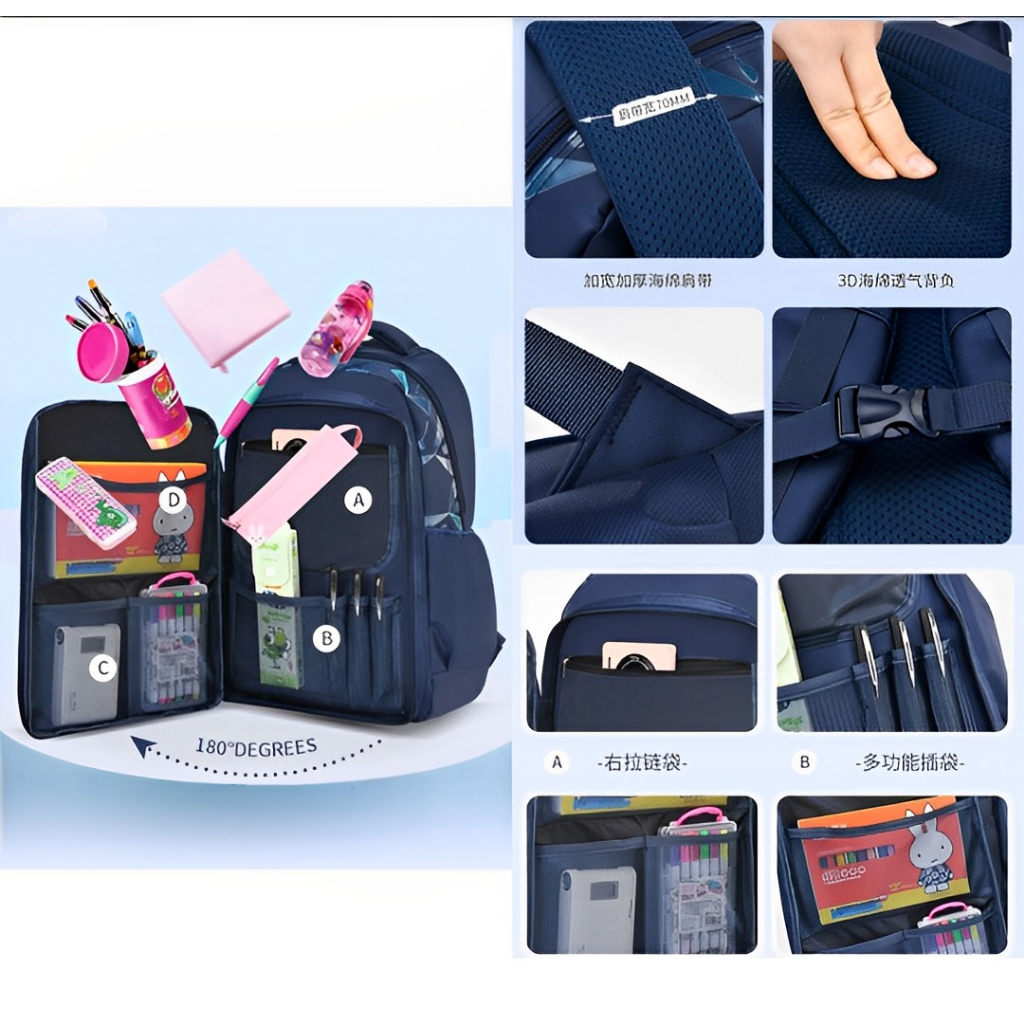 Tas sekolah trolly anak laki laki sd smp remaja import waterproof