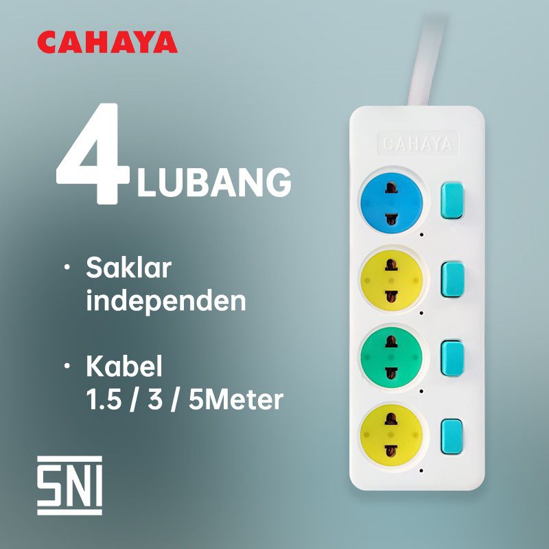 Stop Kontak Gepeng Kabel Saklar 1.5/3/5M &amp; 3/4/5 Lubang SNI / Merk CAHAYA SC-793/4/5