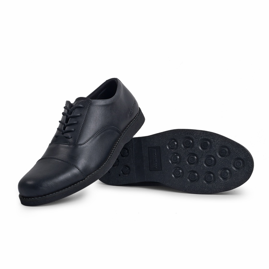 Oxford Full Black (Kulit Asli) - Sepatu pantofel Pria Kulit Asli Formal Kasual Kerja Kantor Pantopel