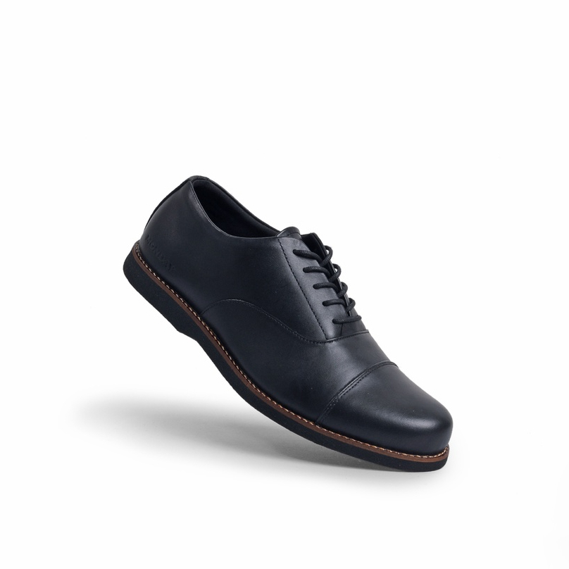 Oxford Black (Kulit Asli) - Sepatu Formal Pria Pantofel Kulit Asli Casual Kerja Kantor Pantopel