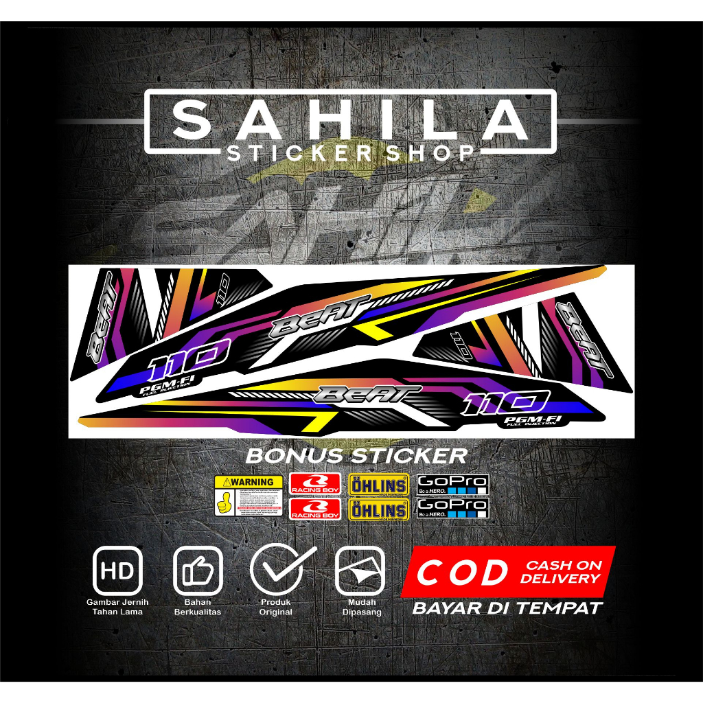 STICKER STIKER STRIPING MOTOR HONDA BEAT FI PELANGI NEW DESIGN 012 HONDA BEAT FI