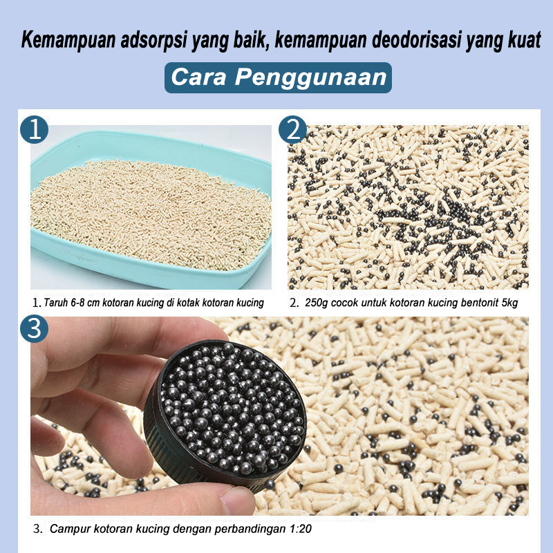 Pewangi pasir kucing Cat litter deodorizer 250gr Litter Deodorant Beads with Activated Charcoal Penghilang Bau pasir kuci