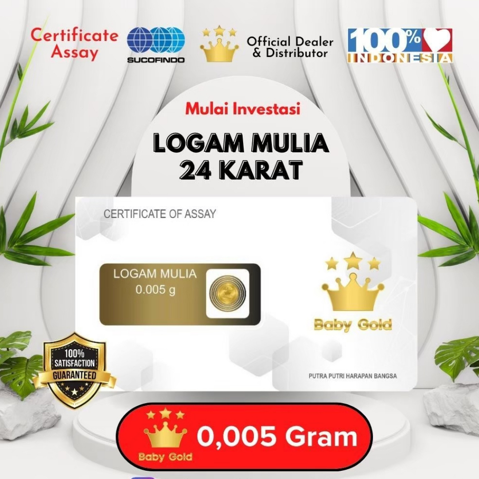 LOGAM EMAS ASLI 24karat kecil mini batangan 0.005 gram 24 karat Babygold Baby Gold minigram microgram minigold mini gold asli