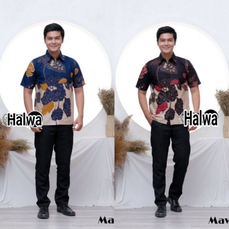 HALWA Kemeja Batik Pria Modern Katun Premium