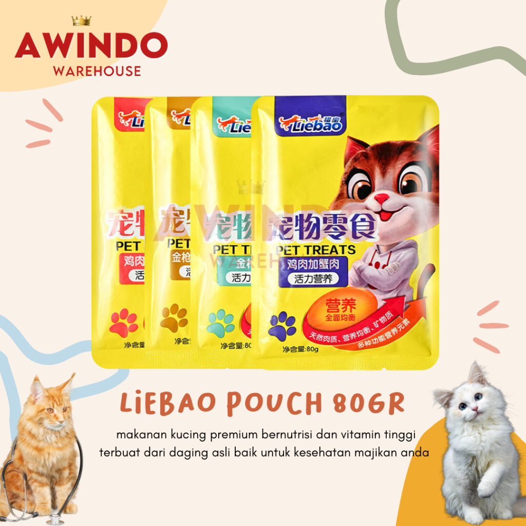 BAOBAO POUCH 80GR - Makanan Basah Kucing Liebao Pouch Adult Kitten