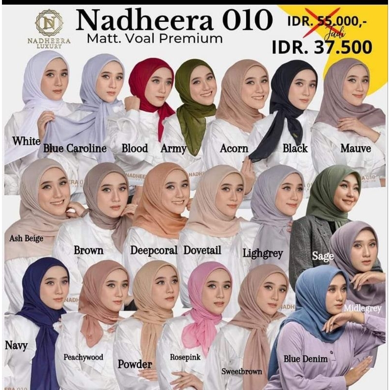 NADHEERA 010 | Harga Diskon Jilbab segiempat NADHEERA LUXURY