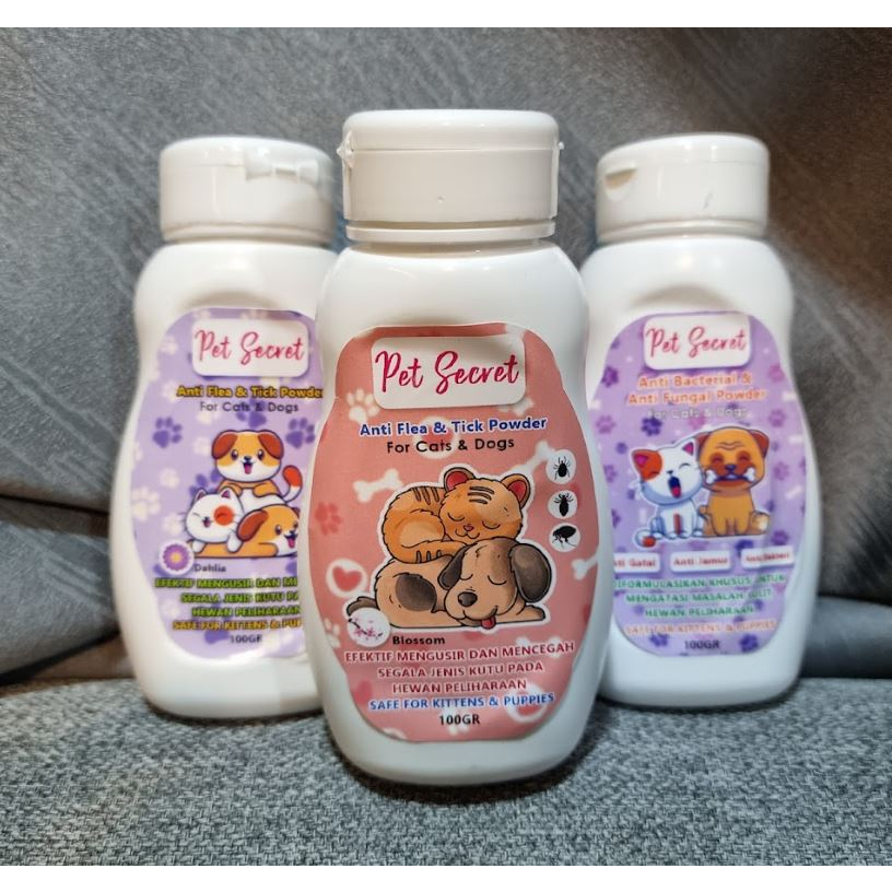 Bedak Anti Kutu / Jamur Gatal PET SECRET 100GR Hewan Kucing Anjing Wangi