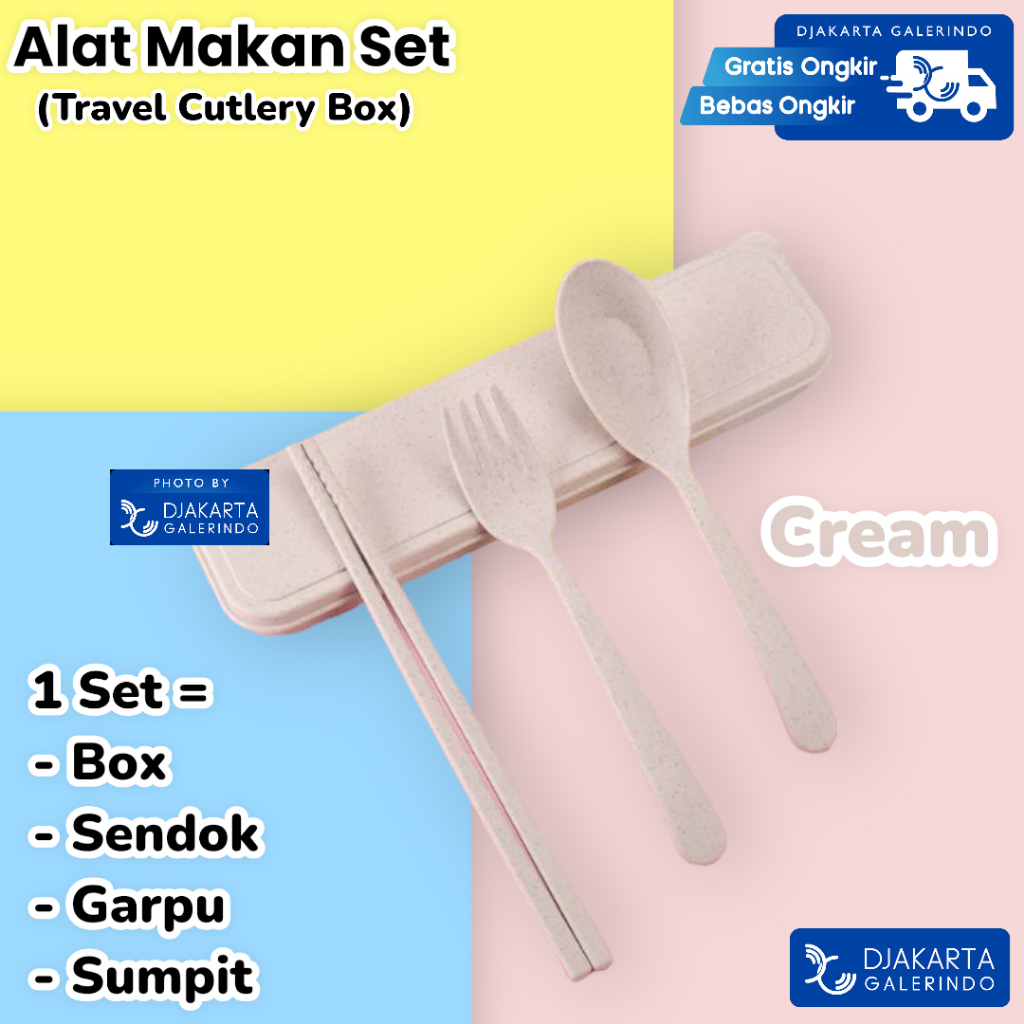 Stainless Steel Set Alat Makan Sendok Garpu Sumpit / Set Alat Makan Portable Travel