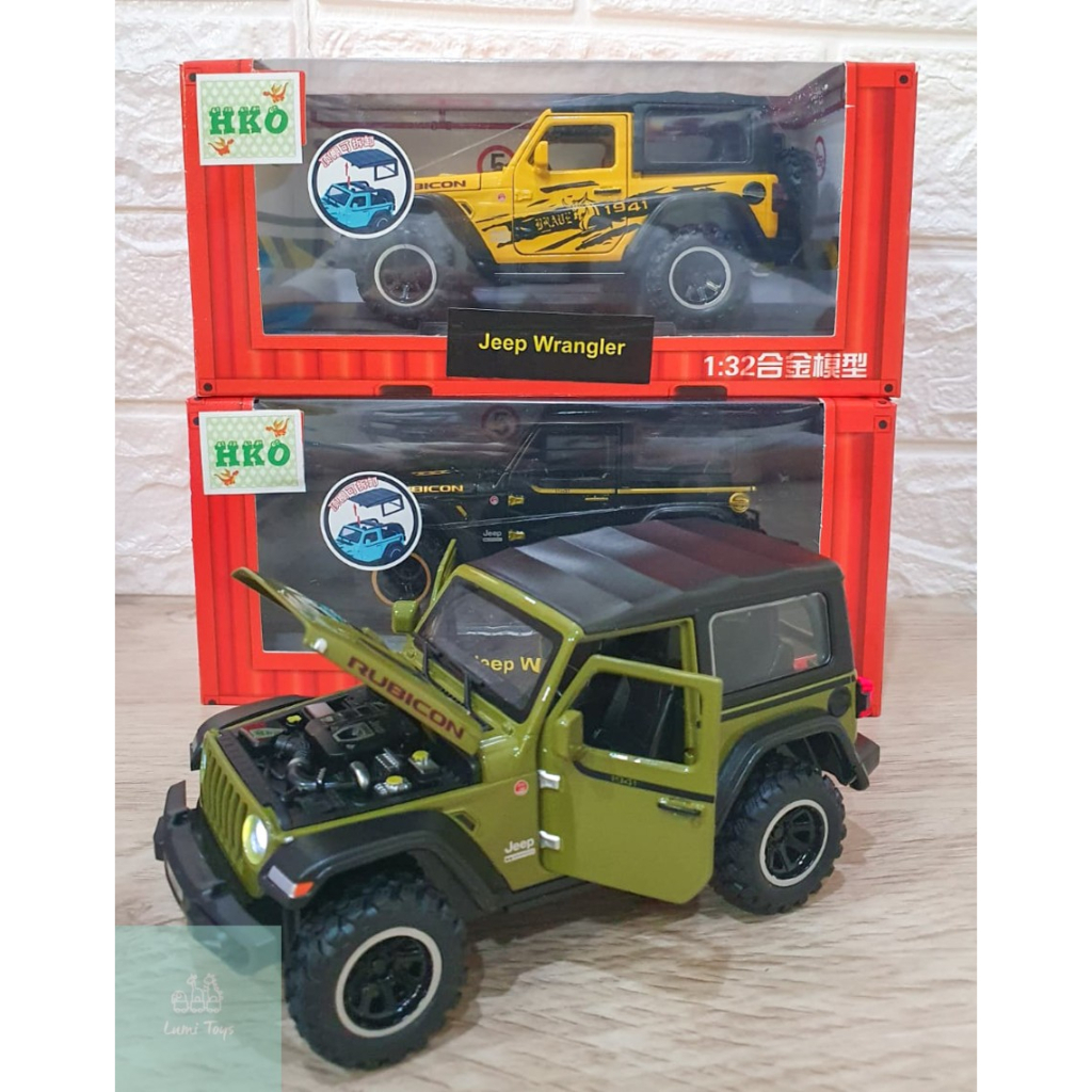 Diecast Mobil Jeep Wrangler Rubicon Pullback Lampu Suara Skala1:32 CZ13