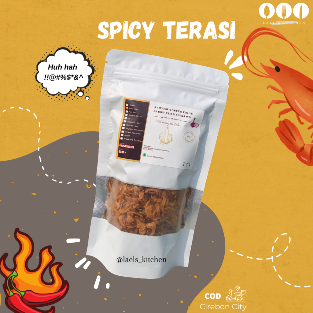 

BAWANG GORENG TERASI PEDAS FRIED SHALLOTS KEKINIAN ASLI BREBES 70 100 gr