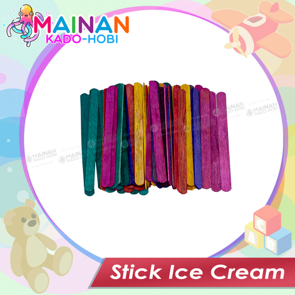 MAINAN ANAK TRADITIONAL STICK ES CREAM WARNA WARNI PUTIH