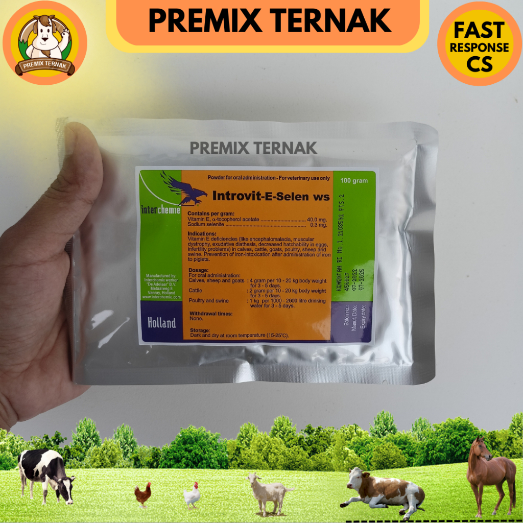 INTROVIT E SELEN WS 100gram - Vitamin Meningkatkan Fertilitas dan Sistem Kekebalan Hewan - Like Cetavit E selen