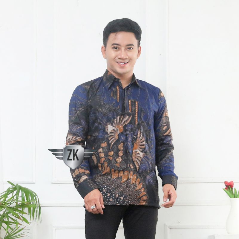 ￼NEW ARRIVAL DISTRO KEMEJA  BATIK PRIA LENGAN PANJANG BORDIR SOGAN HRB026 BATIK JAYA STORE