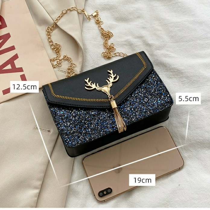 Tas Bahu cewek fashion korea model amplop berkilau handbag selempang wanita motif hewan