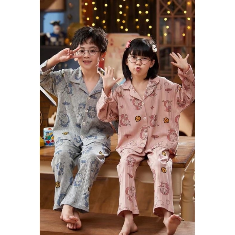 Baju Tidur Anak Import/Setelan Anak Lengan Panjang Celana Panjang /Piyama Set Anak Perempuan dan Laki laki import c14 a.d