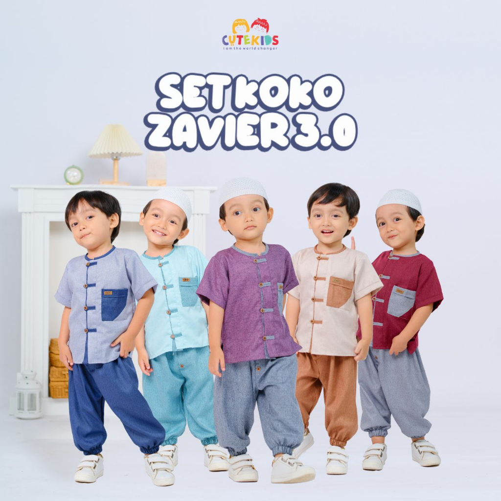 Setelan Baju Koko Anak Bayi Laki Laki Zavier 1 2 Tahun Muslim Bayi Laki Laki 6 12 Bulan 0 6 Bulan Set Peci Rajut