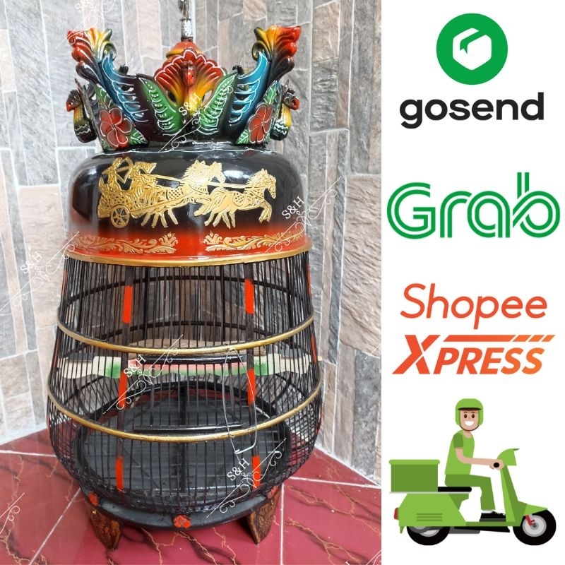 Sangkar Perkutut Fiber Mahkota Merak Model Kembung Kates