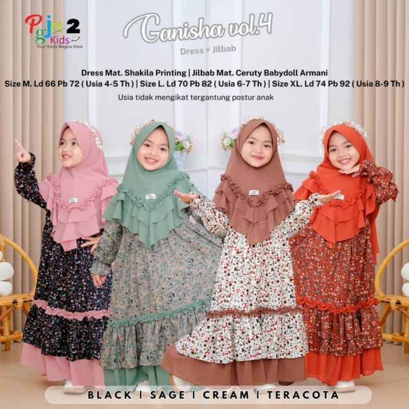 GANISHA - SELENA GAMIS SYAR'I ANAK BAHAN SHAKILA Original by PGJ Kids