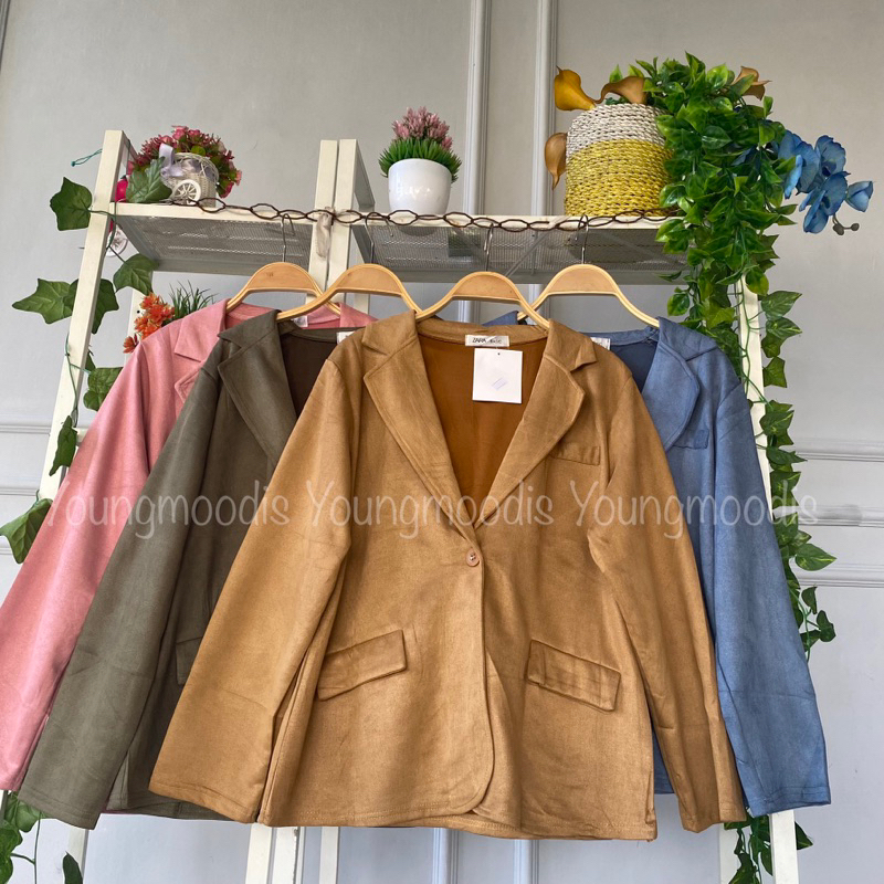 youngmoodis kezia outer blazer bahan suede import