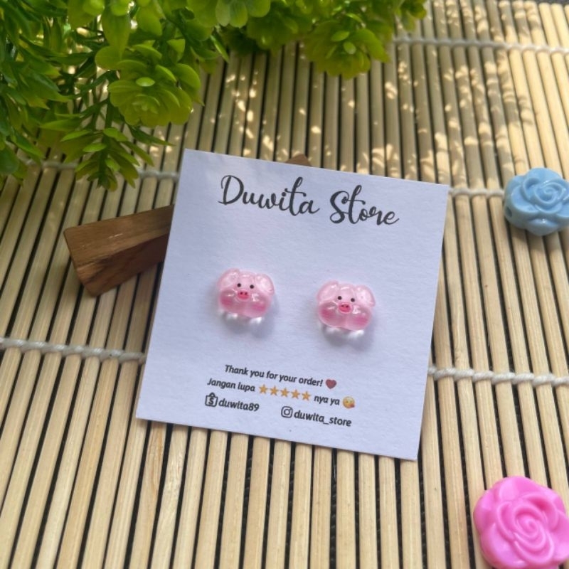 HANDMADE ANTING TUSUK PLASTIK ANAK/DEWASA MOTIF BINATANG GEMOY