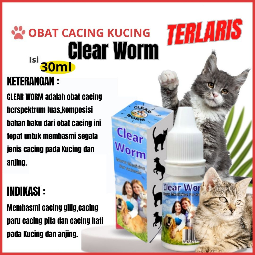 Obat Cacing CLEAR WORM Spektrum Luas Ampuh ORIGINAL FEFARM