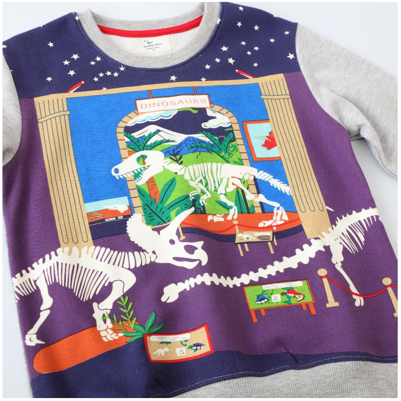 babyfit [3-8thn] sweater lengan panjang blus anak GLOW IN THE DARK DINOSAURUS import ydm-0402