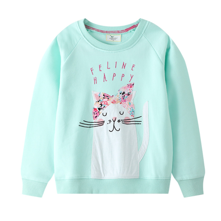 babyfit 3-8thn sweater FELINE HEPI baju blus anak perempuan import baju lengan panjang ydm-0402