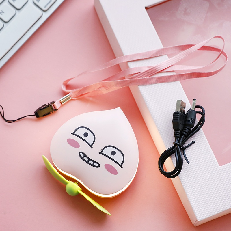 Cermin Lampu LED Mini Fan 3in1 Portable Usb Karakter Love Cute Dilengkapi Kipas Angin dan Lampu Kaca Rias Makeup