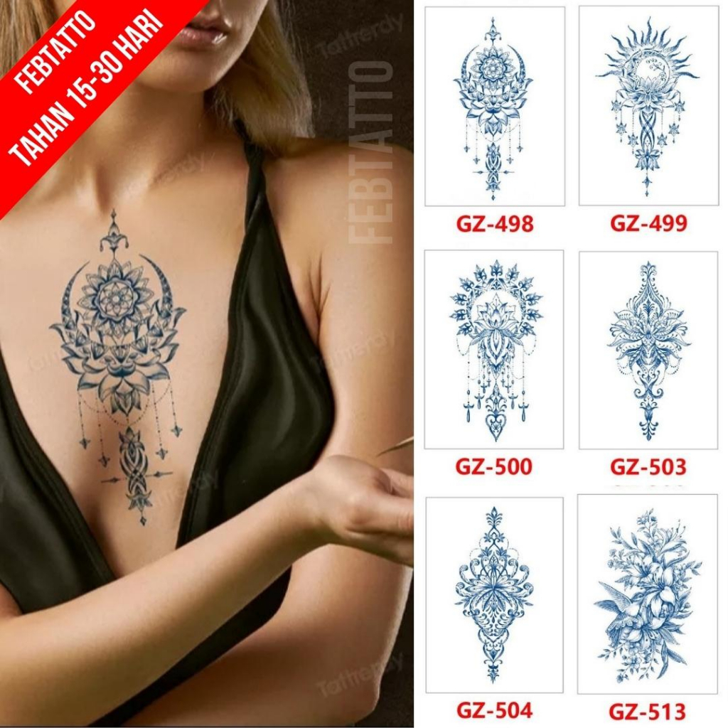 FRUIT INK Tato Semi Pemanent Tahan 1 Bulan Ukuran 11cmx18cmTato Lengan Tato Dada Tato tangan Tato Kaki Tato Punggung Tato Jari  Motif Aesthetic Tatto Temporary Stiker Tato Halal Grosir Tato air motif bunga dream catcher GZ 498