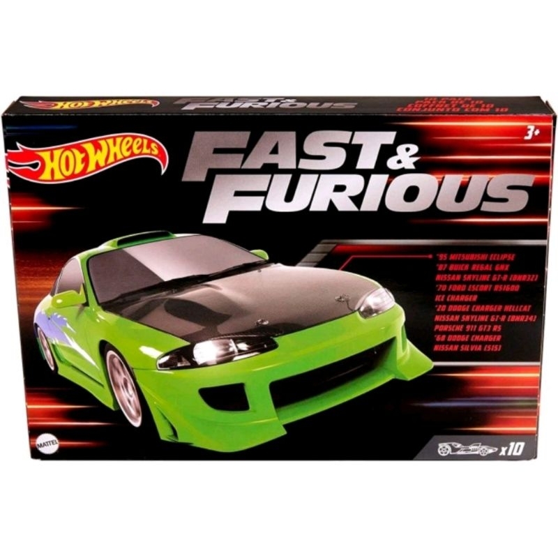 Hot Wheels Fast And Furious 10 Gift Pack Nissan Skyline BNR34 Mitsubishi Eclipse BNR32 Dodge Original Mattel Hotwheels