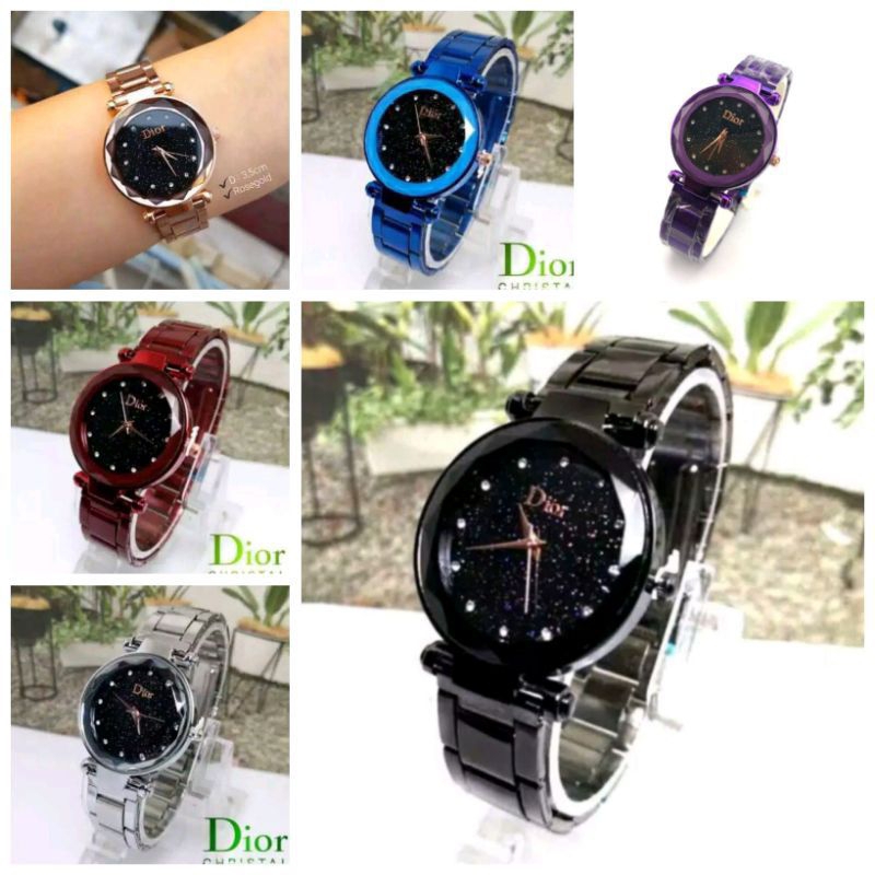 (Terima Cod)Jam Tangan Wanita D Mata Strap Rantai/Stell(Dikirim Jakarta)