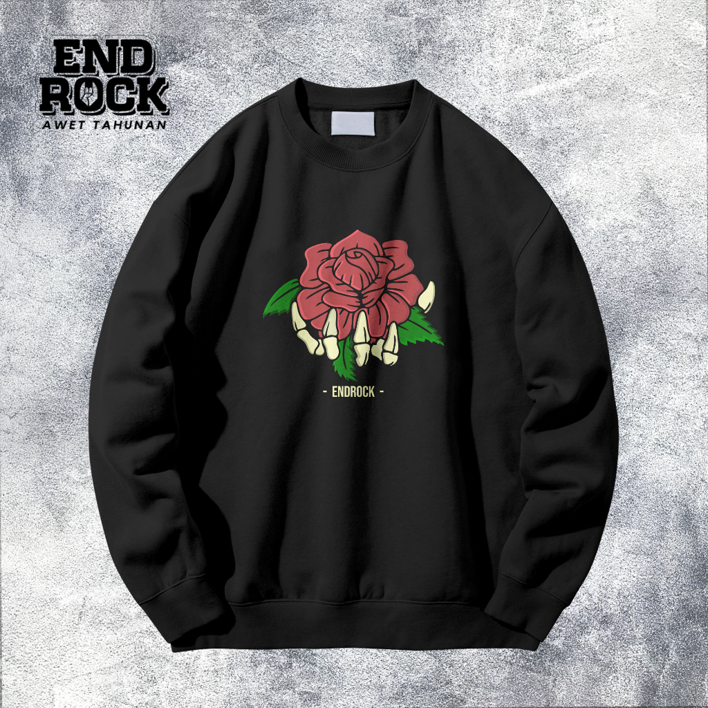 Crewneck Exclusive Original Endrock Tema Rose Skull DTFS135