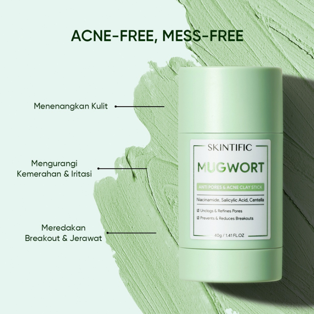 SKINTIFIC Mugwort Acne Clay Stick 40gr (100% ORIGINAL &amp; BPOM)