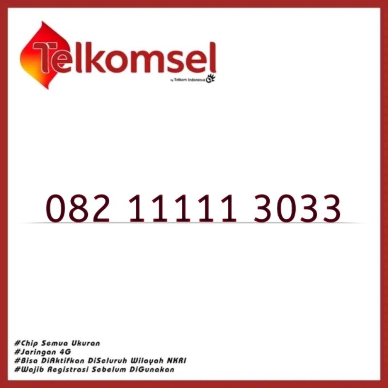 NOMOR CANTIK TELKOMSEL PRABAYAR 4G SERI PANCA 11111 NOMOR CANTIK SUPER