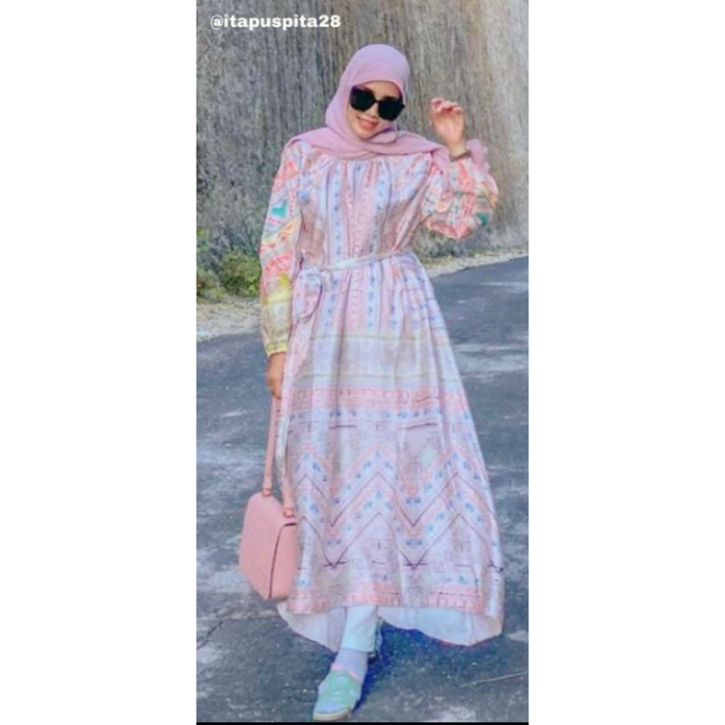 Gala Dress With Belt Multicolor by Benang Jarum Buttonscarves Size S