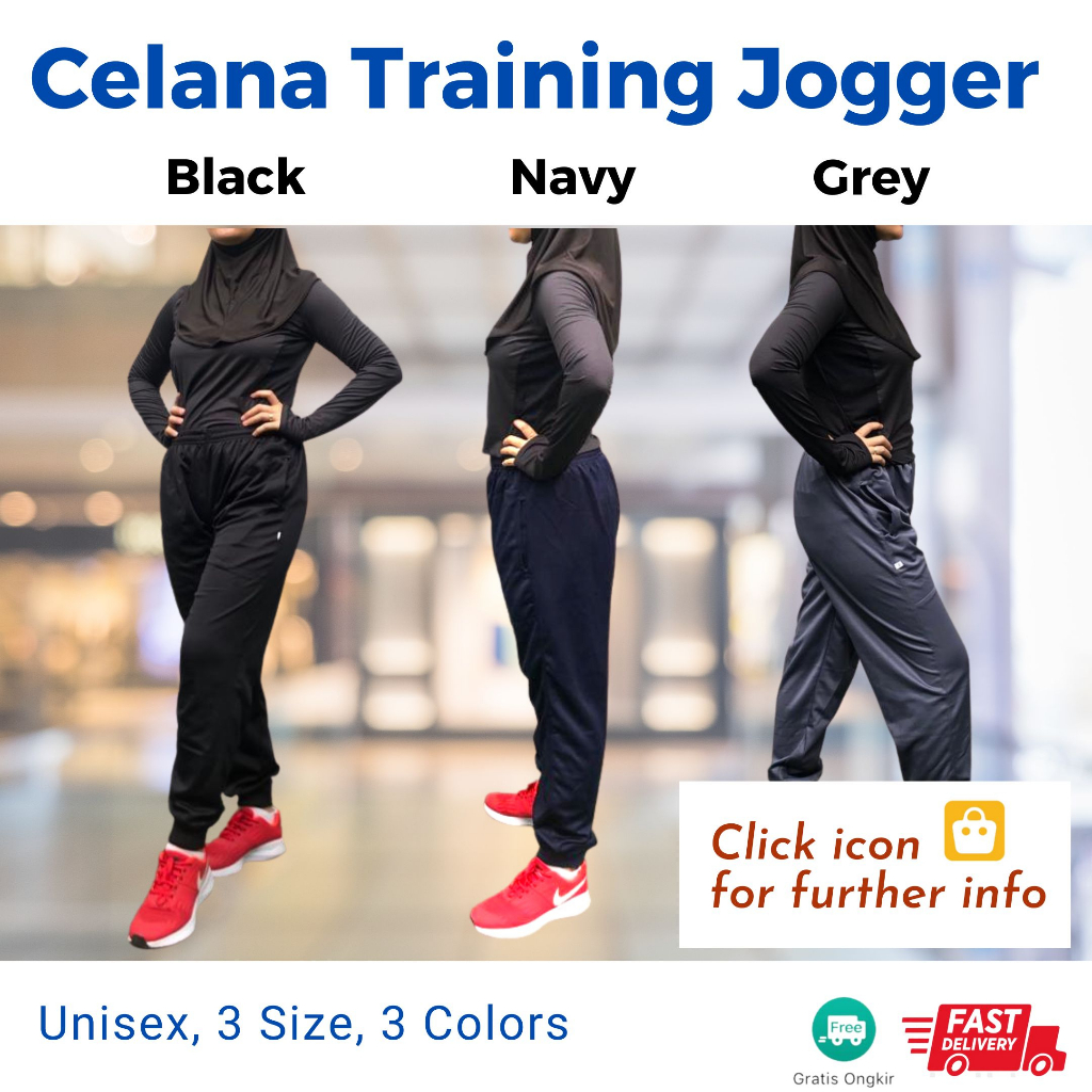 Celana Training Jogger Unisex 3 Warna 3 Size hingga XXXL Comfortable Quick Dry