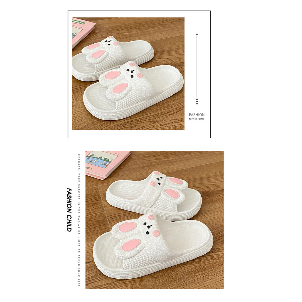 Sandal Slip On PVC Cute Rabbit Sendal Kelinci Rumah Nyaman Slipper Korea Soft Rubber Non Slip Flip Flop EVA Rumah Wanita Kekinian Selop Comfortable 8932