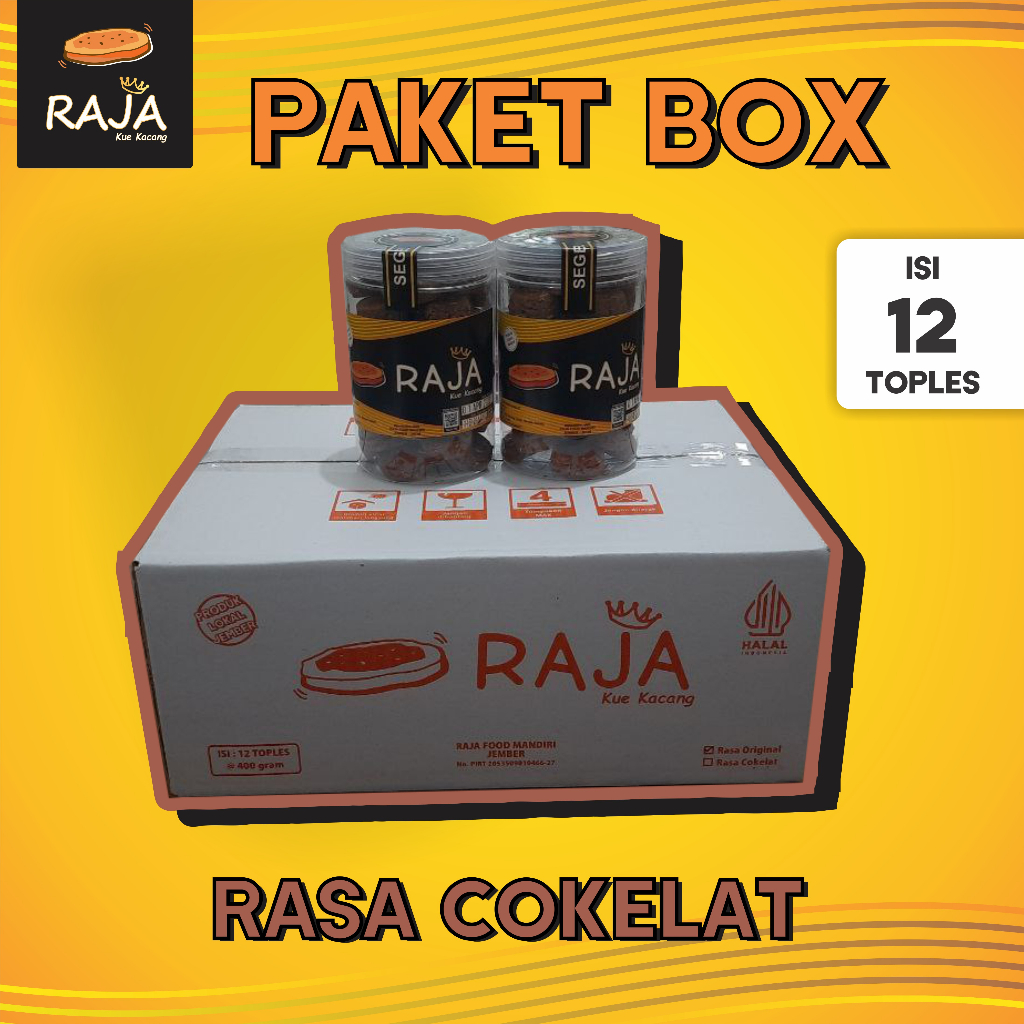 

PAKET BOX - Raja Kue Kacang Premium Rasa Cokelat Isi 12 Toples