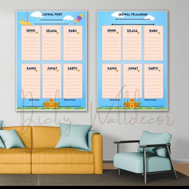 (BISA COD) POSTER JADWAL PIKET SEKOLAH / POSTER JADWAL PELAJARAN SEKOLAH
