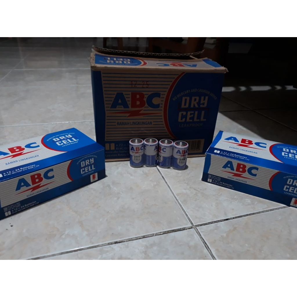 Fourclub_ Batu Baterai Baterei Batre Batere Battery C Tanggung R14 Abc Biru (Box Isi 24 Pcs)