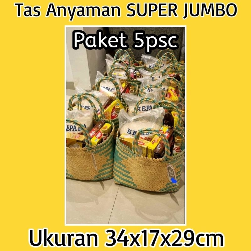 5pcs Tas Anyaman Plastik Lurik Size XL Super Jumbo